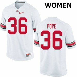 Women's Ohio State Buckeyes #36 K'Vaughan Pope White Nike NCAA College Football Jersey Ventilation BSN3544CJ